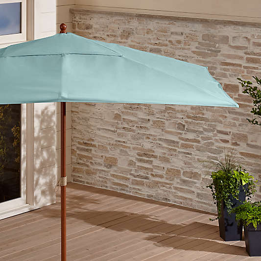 Rectangular Sunbrella ® Soft Mineral Patio Umbrella with Eucalyptus Frame