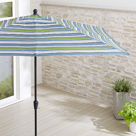 Rectangular Sunbrella ® Pacific Stripe Patio Umbrella with Black Frame