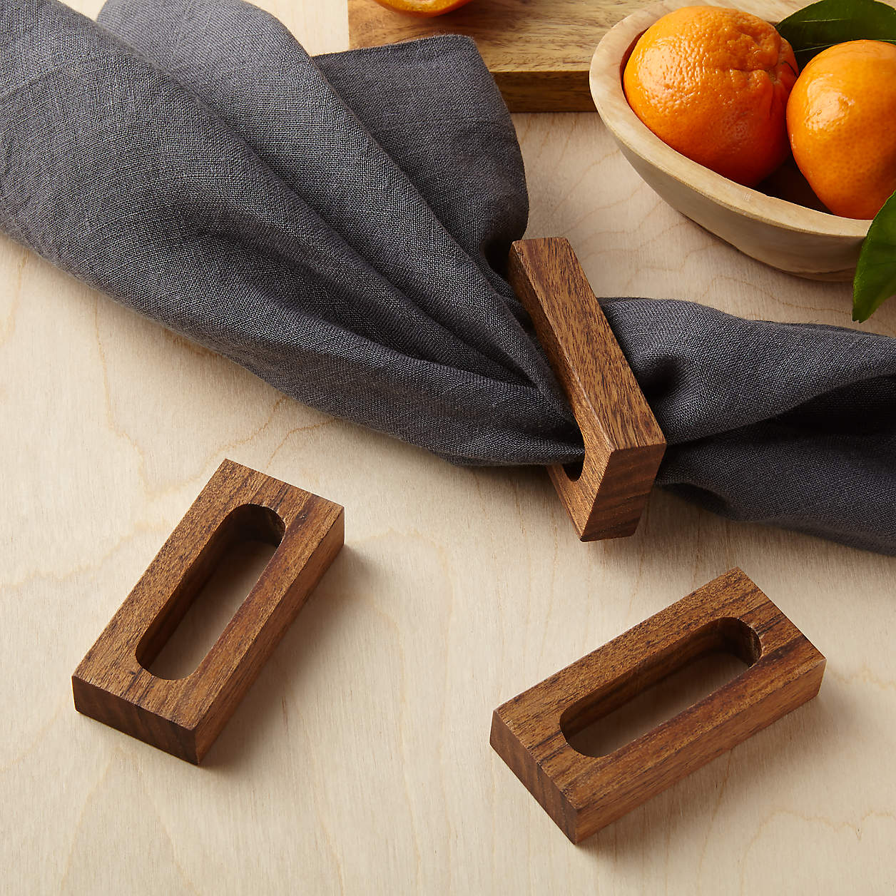 Rectangle Acacia Napkin Ring + Reviews Crate & Barrel