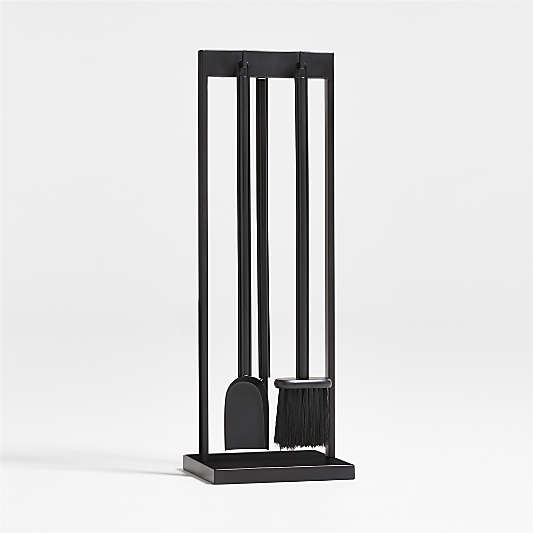 Black Rectangular Frame Fireplace Tools