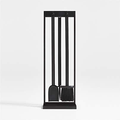 Black Rectangular Frame Fireplace Tools