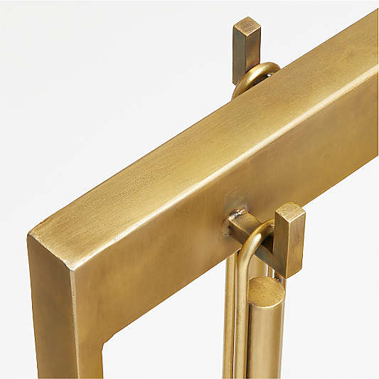 Brass Rectangular Frame Fireplace Tools