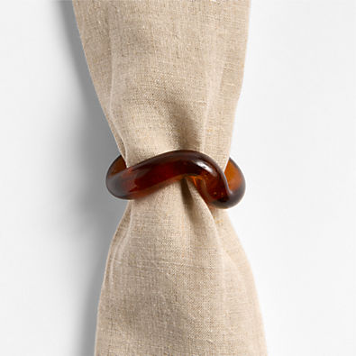 View Recycled Glass Amber Napkin Rings, Set of 4 details