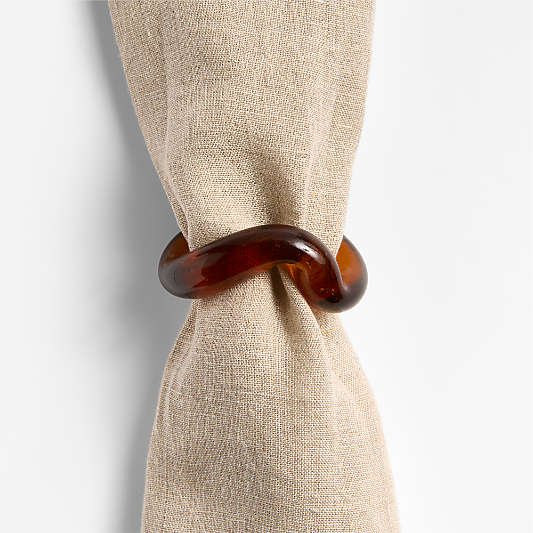 Recycled Glass Amber Napkin Rings, Set of 4
