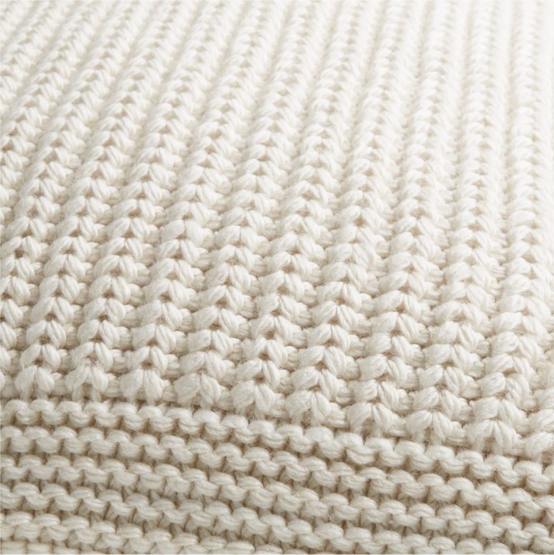 Arctic Ivory Wool Blend 23''x23" Fisherman Knit Throw Pillow Cover - image 6 of 13