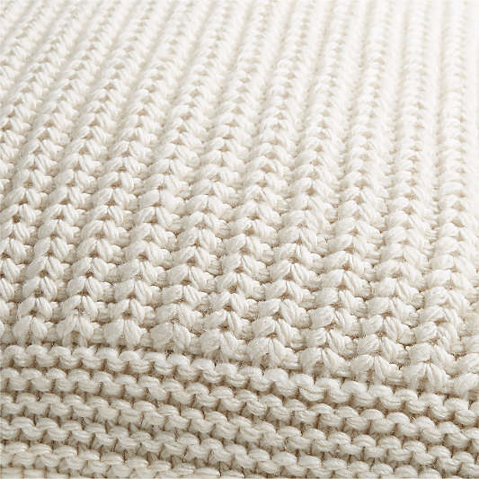 Arctic Ivory Wool Blend 23''x23" Fisherman Knit Throw Pillow