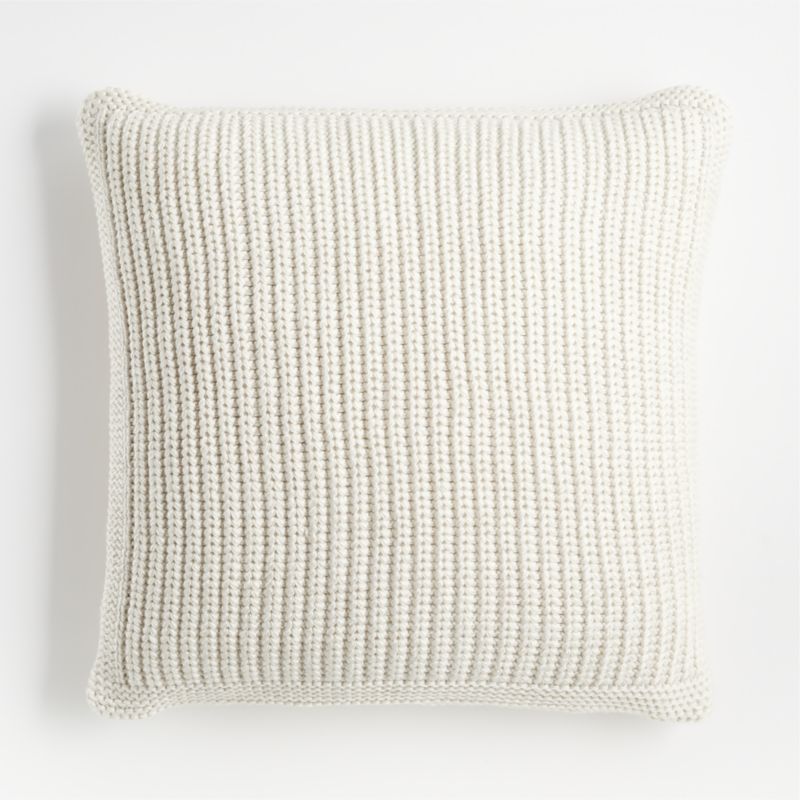 Alabaster Ivory Wool Blend Cozy Cable Knit 23x23 Throw Pillow Cover +  Reviews