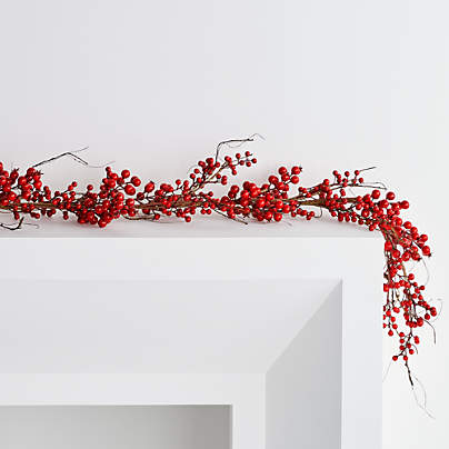 Faux Red Berry Christmas Garland 6'