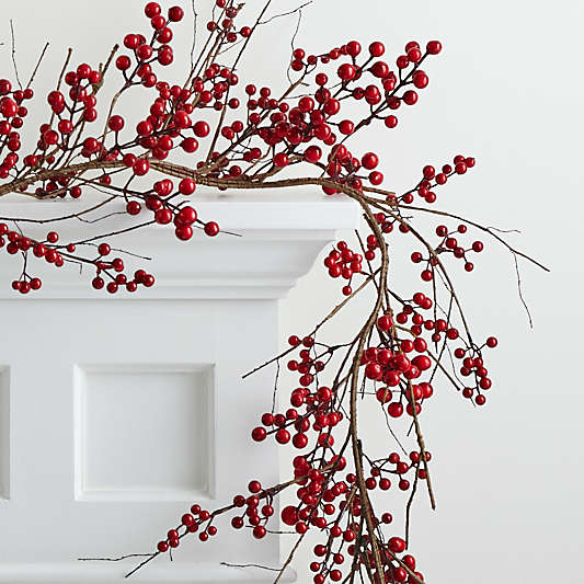 Faux Red Berry Christmas Garland 6'