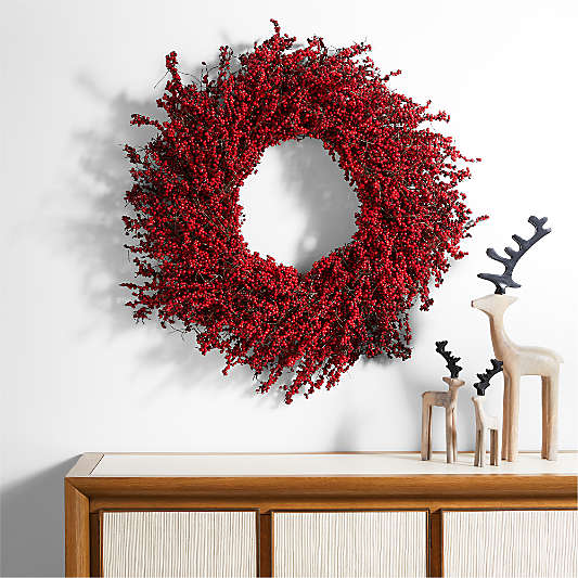 Large Faux Red Mini Berry Holiday Wreath 32"
