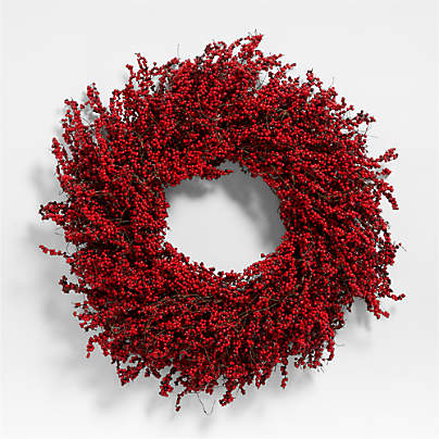 Faux Red Berry Wreath 32"