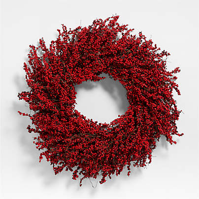 Faux Red Mini Berry Wreath 32"