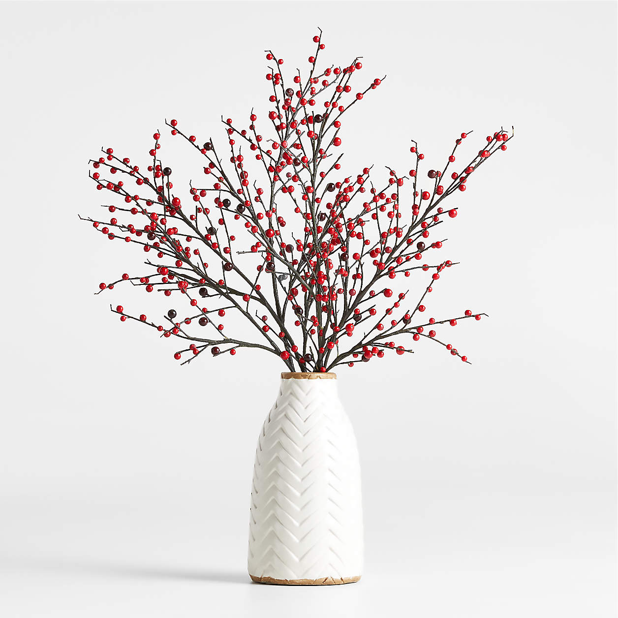 Faux Red Berry Stems in Medium Adra White Vase + Reviews Crate