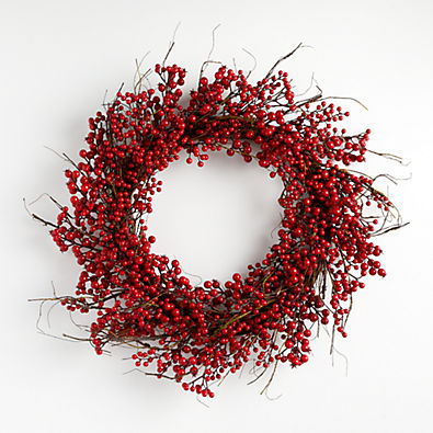 View Faux Red Berry Wreath 30" details