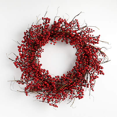 Faux Red Berry Wreath 30"