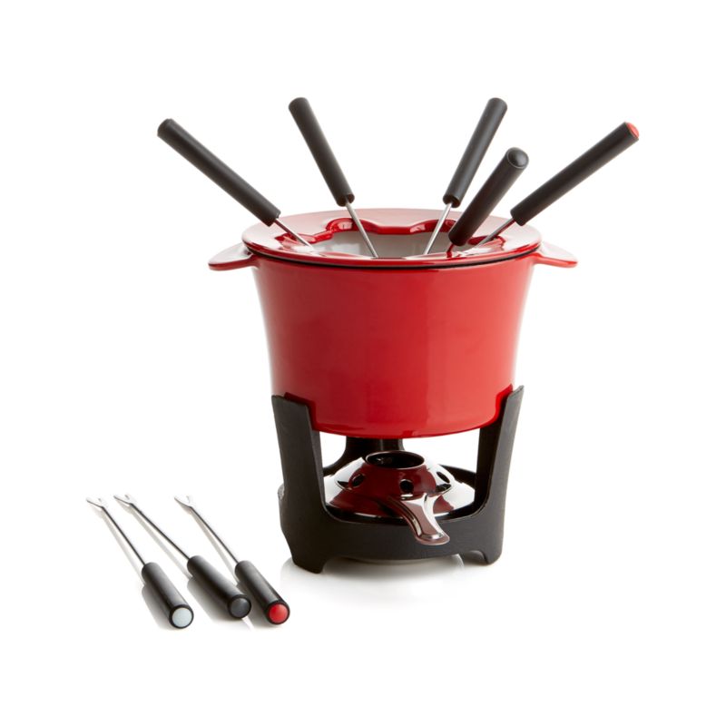 Red Cast Iron Fondue Set - image 7 of 8