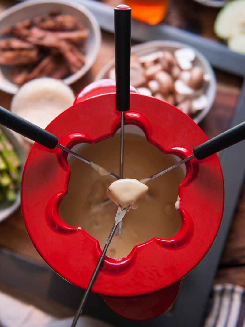 Red Cast Iron Fondue Set - image 4 of 8