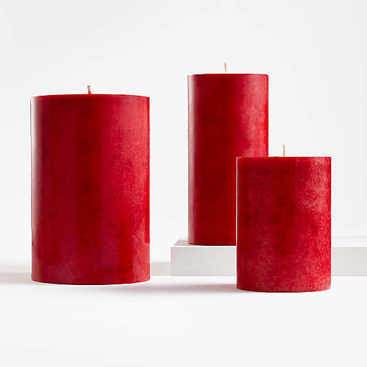Red Cranberry Scented Pillar Candles