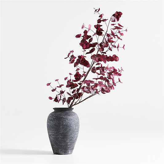 Faux Red Eucalyptus Branch Botanical Arrangement in Ophelia Ceramic Vase