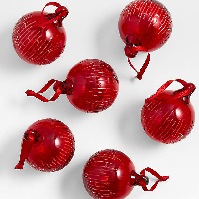Red Glass Christmas Tree Ornaments, Set of 5 + Reviews Crate & Barrel