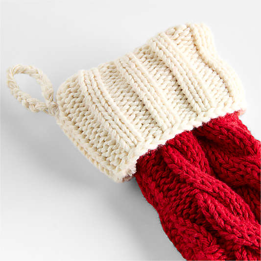 Holiday Cable Knit Red Mini Stocking Flatware Holders, Set of 4