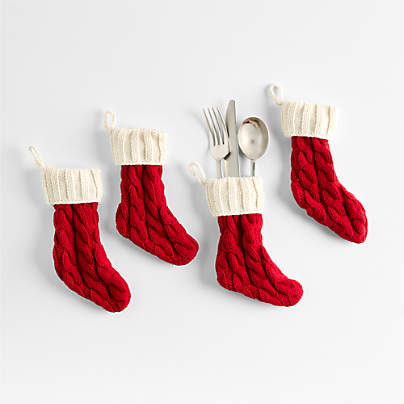 Christmas Stocking Silverware Holders, Set of 4
