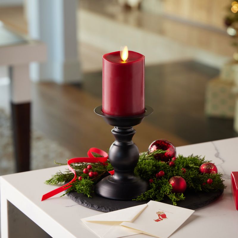 Red Flicker Flameless 3"x4" Wax Pillar Candle - image 1 of 3