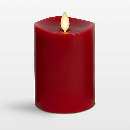 Red Flicker Flameless 3"x4" Wax Pillar Candle