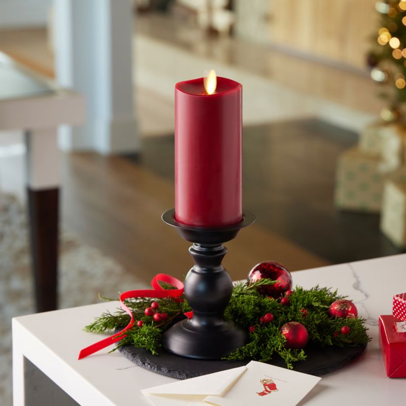 Red Flicker Flameless 3"x6" Wax Pillar Candle - image 1 of 3