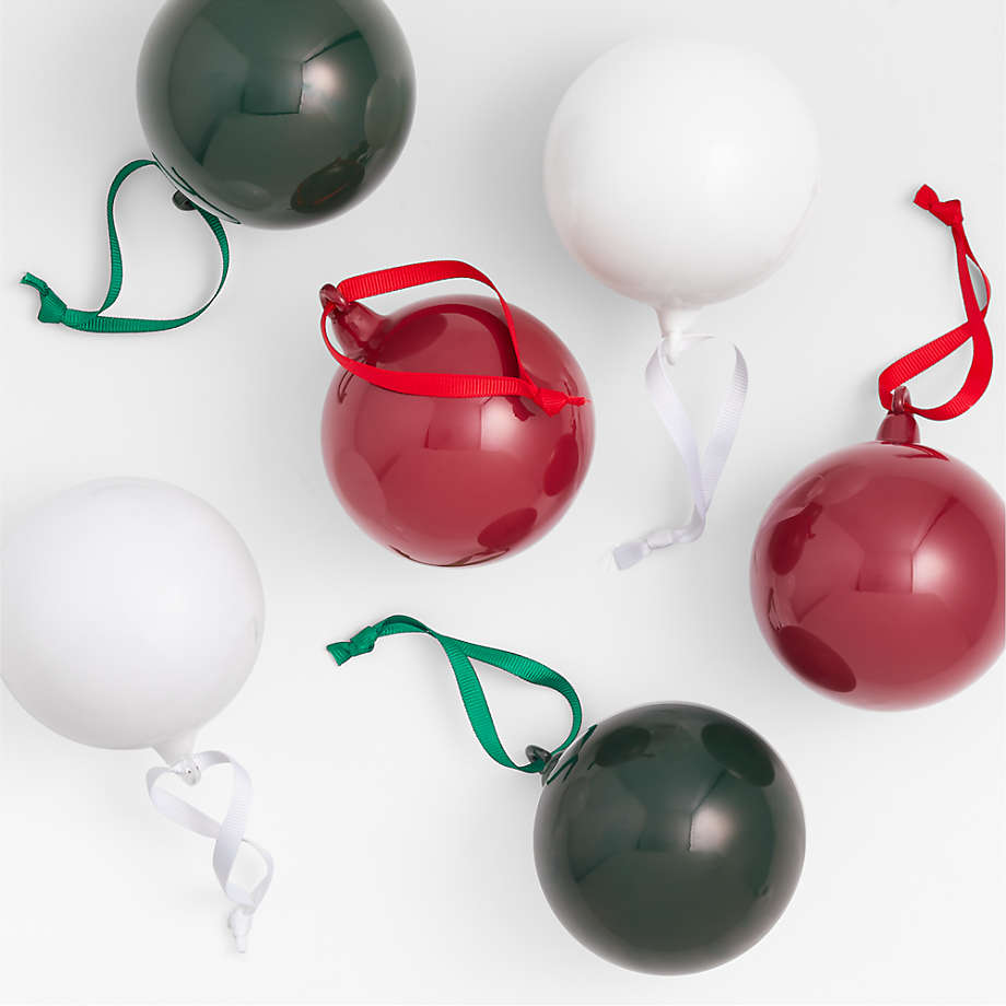 Red, Green and White Milk Glass Ball Ornaments, Set of 6 + Reviews