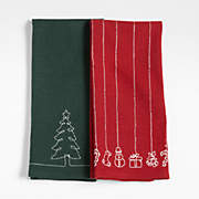 Holiday Embroidery Dish Towel, Set of 2