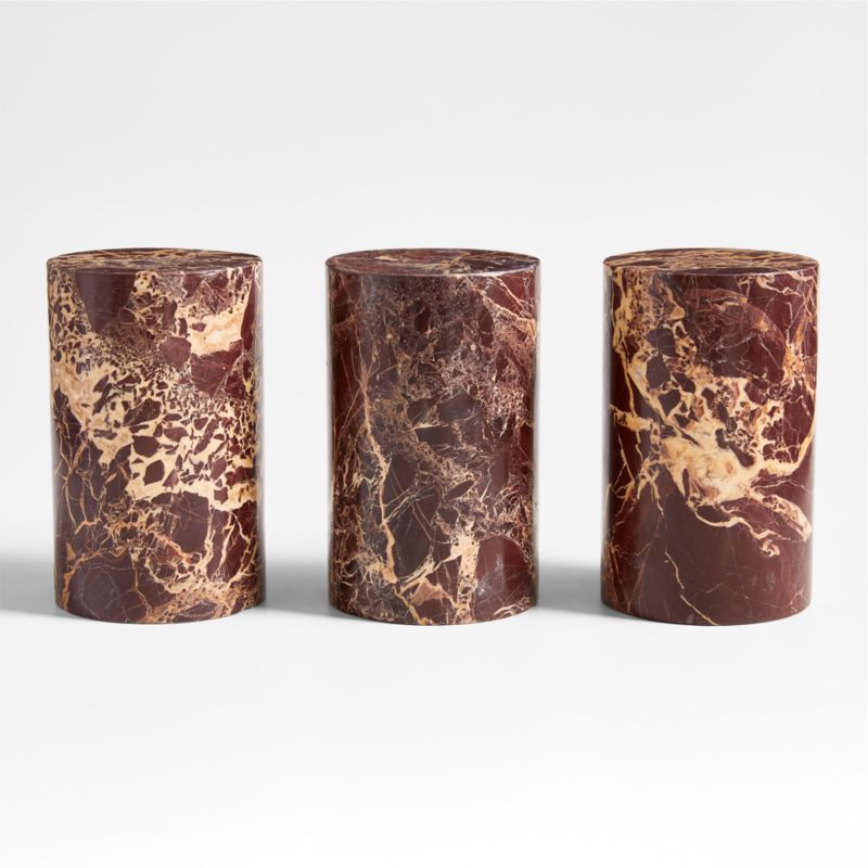 Red Marble Decorative Cylinder Sculpture - image 7 of 8