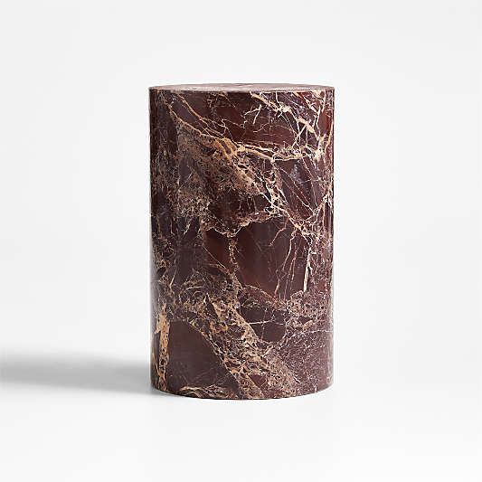 Red Marble Decorative Cylinder Sculpture