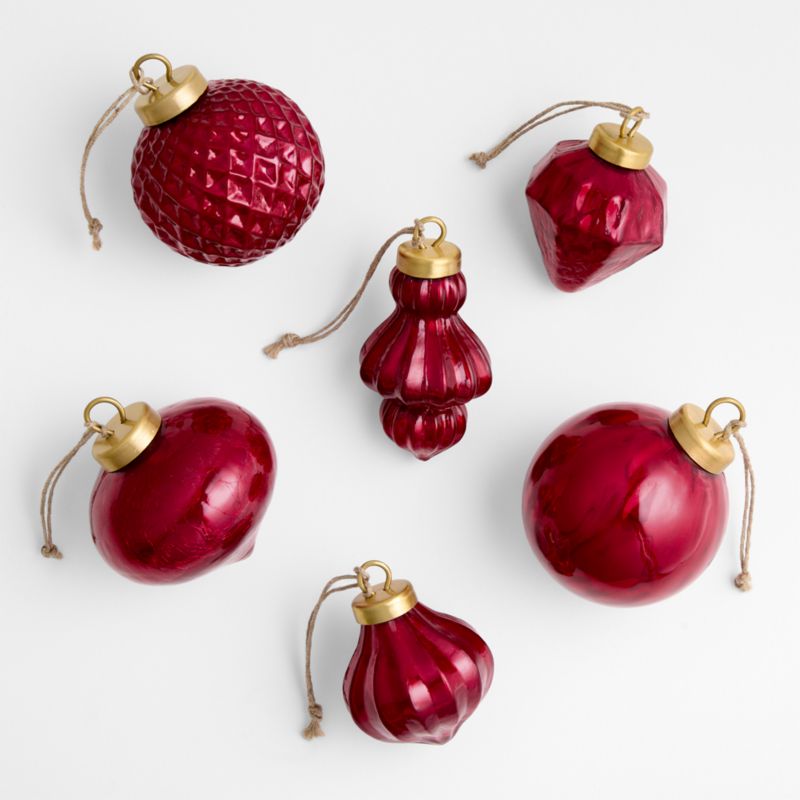 Red Mercury Glass Christmas Ornaments, Set of 6 - image 0 of 4