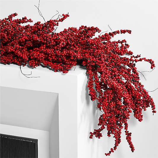 Faux Red Mini Berry Garland 6'