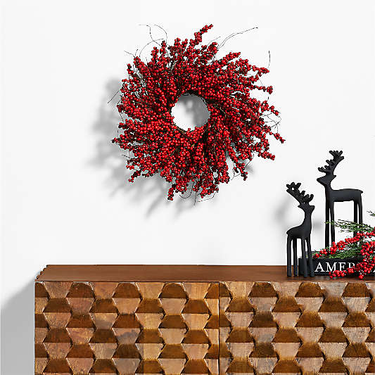 Faux Mini Red Berry Mini Wreath 14"