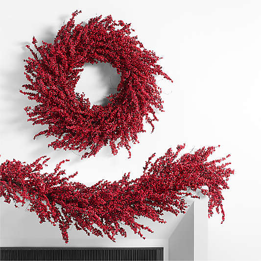 Faux Red Mini Berry Garland 6'