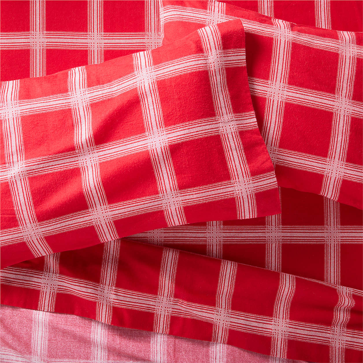Kids Organic Flannel Queen Red Plaid Sheet Set Crate & Kids