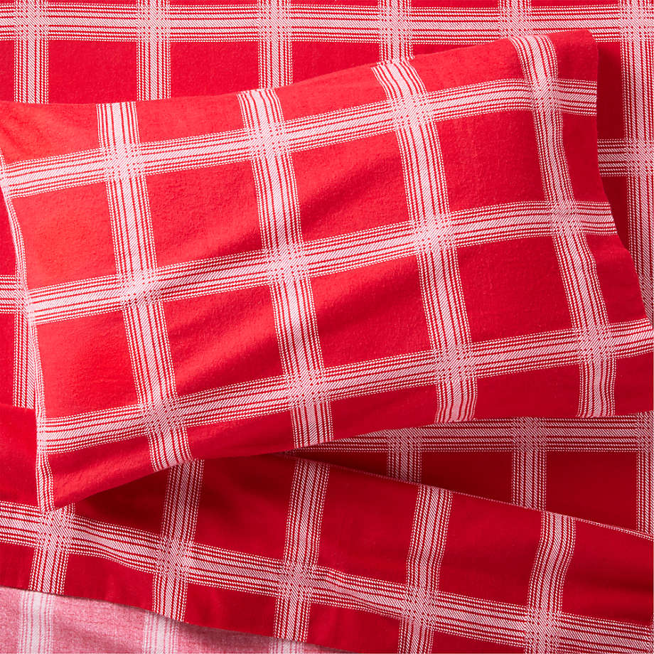 Kids Organic Flannel Twin Red Plaid Sheet Set + Reviews Crate & Kids