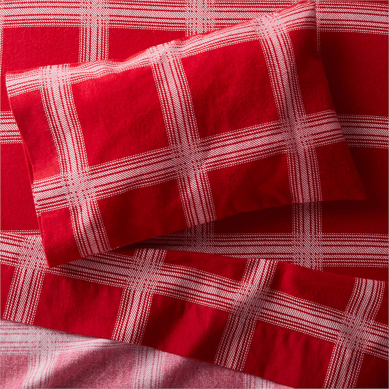 Organic Flannel Red Plaid Toddler Sheet Set Crate & Kids