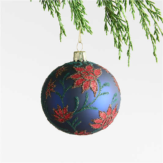 European Red Poinsettia Ball Christmas Tree Ornament
