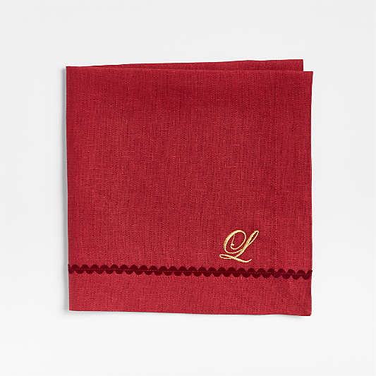 Red Rickrack Trim Napkins, Set of 4