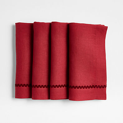 View Red Rickrack Trim Napkins, Set of 4 details