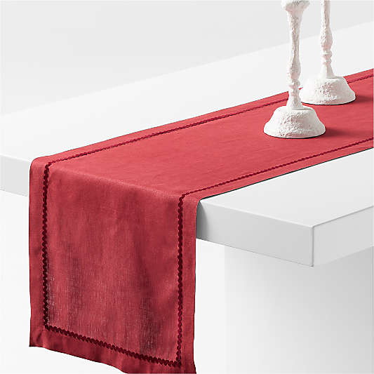 Red Rickrack Trim 90" EUROPEAN FLAX ™-Certified Linen Table Runners