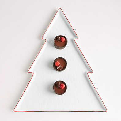 View Mercer Red Rim Christmas Tree Serving Platter 17.5" details