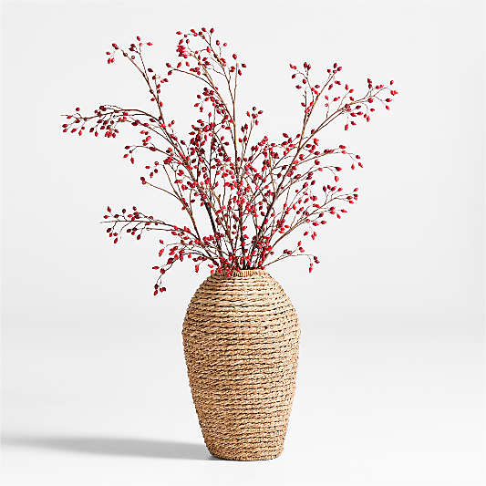 Faux Red Rose Hip Holiday Stem 60"