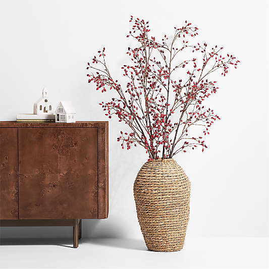 Faux Red Rose Hip Holiday Stem 60"