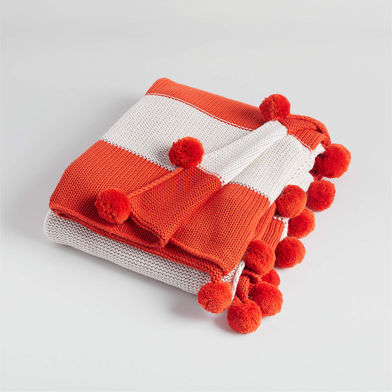 Red Knit Pom Pom Blanket Crate & Kids