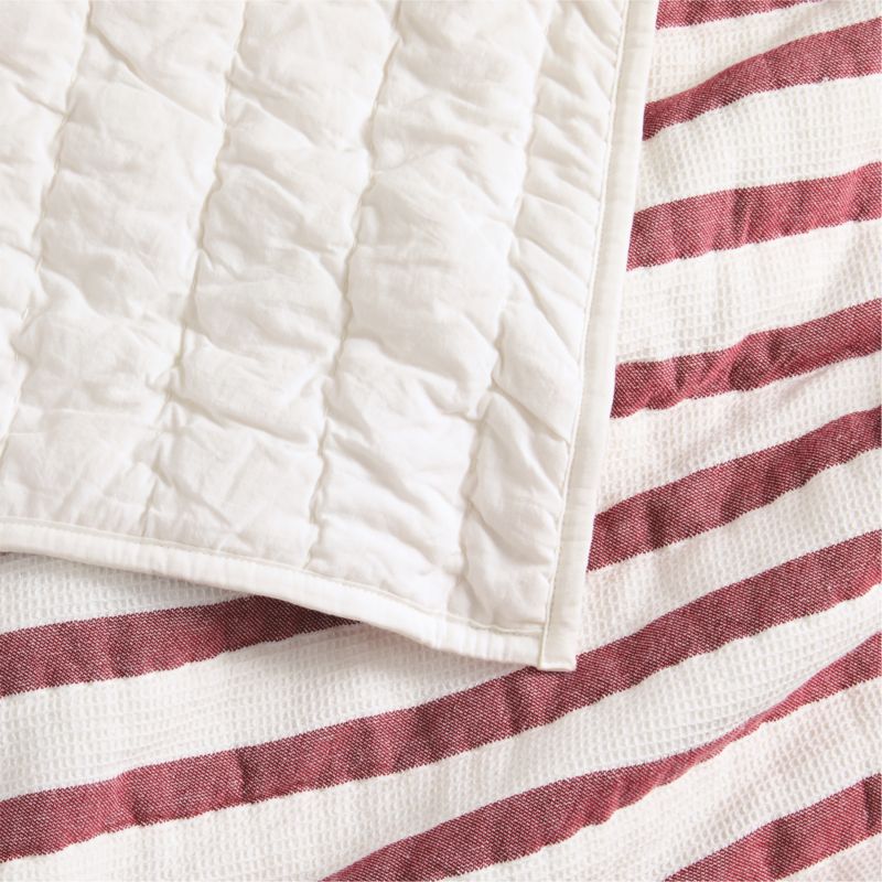 Red Striped Waffle Weave Organic Cotton Baby Crib Quilt - image 5 of 6