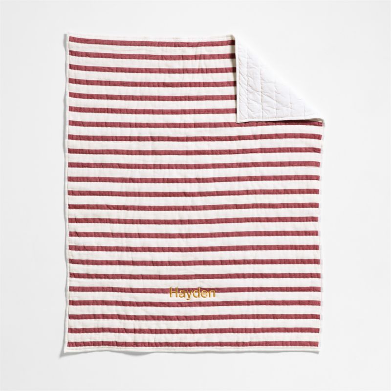 Red Striped Waffle Weave Organic Cotton Baby Crib Quilt - image 2 of 6